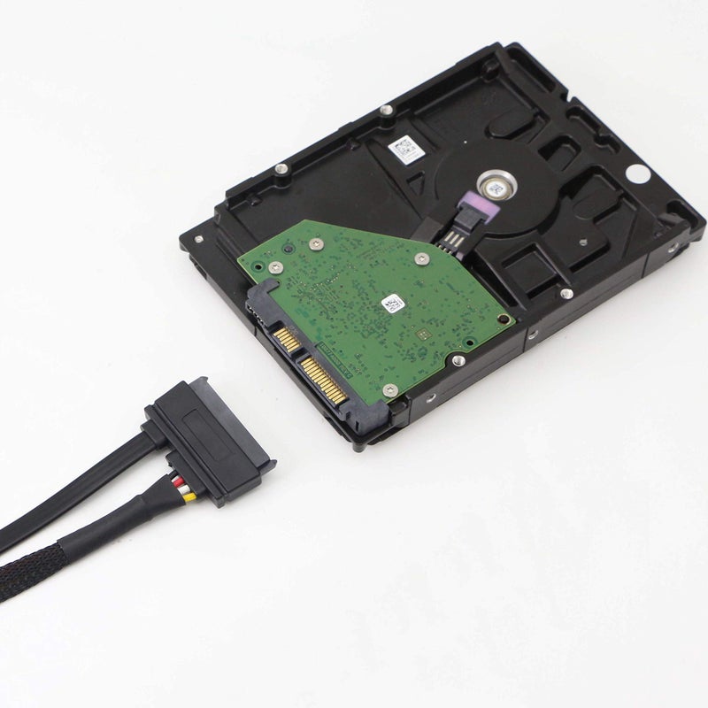 XMSJSIY SATA 6G Data Cable, SATA Power 2-In-1 Extension Cord, LP4 IDE 4 pin to SATA 15P Female with Serial ATA III 7 Pin Female for HDD, SSD, Optical Drives, DVD Burners, PCI Cards etc - 19.7in (2 Pack) - Image 3